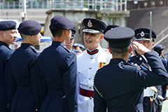 Director of Fire Services, Mr Andy Yeung (third right) inspecting the parade.