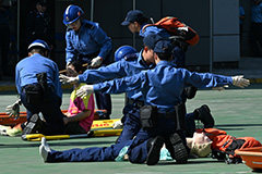 The recruits performed a rescue demonstration.