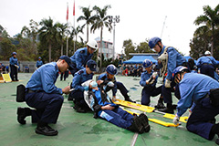 The recruits perform the rescue demonstration.